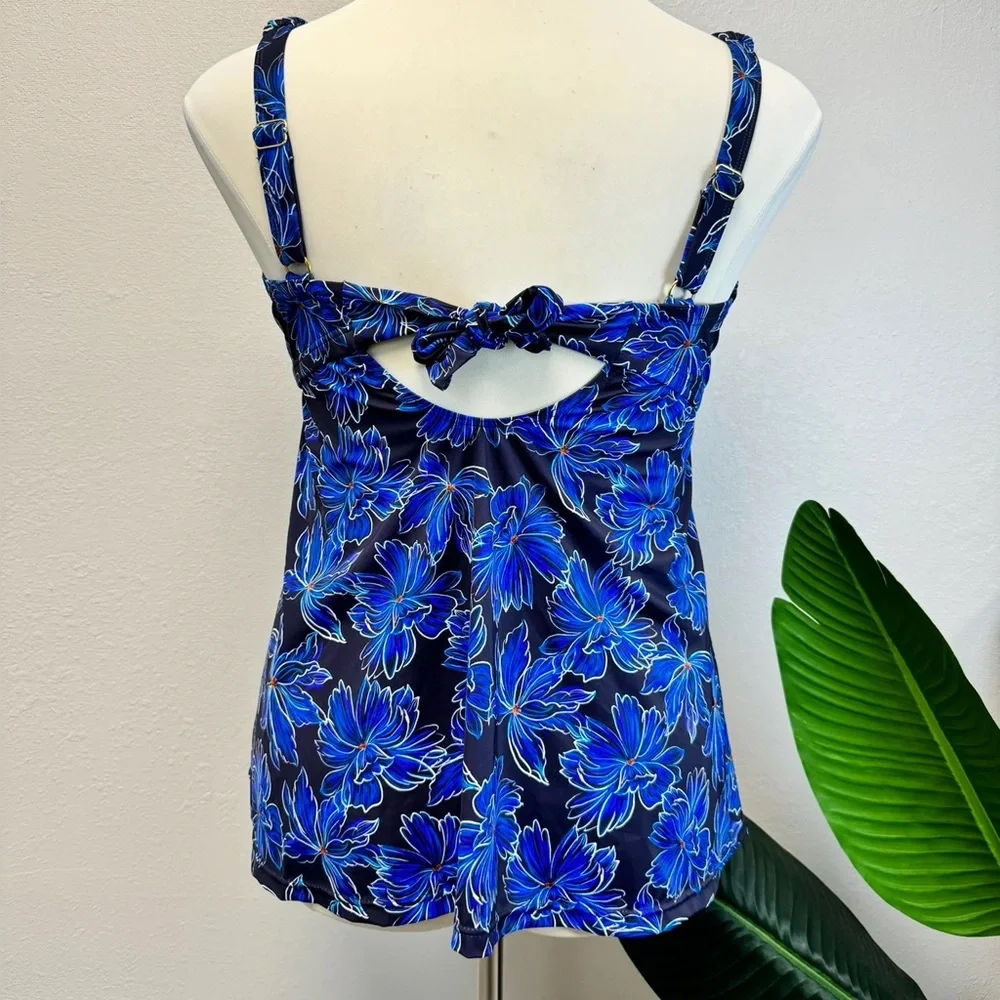 Swimsuits For All Dark Blue Floral Tankini Top - Size 16_4